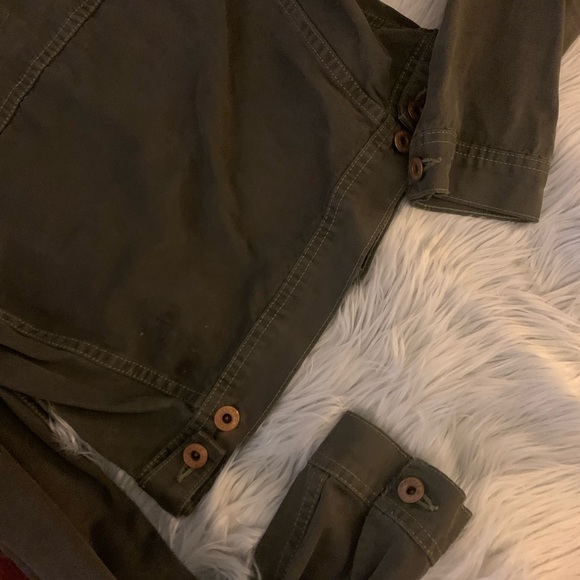 Lucky Brand Cropped Olive Denim Jacket - Picture 6 of 7